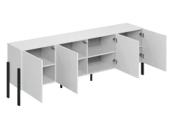 Móvel TV 4 portas Bérénice branco mate e preto 204cm