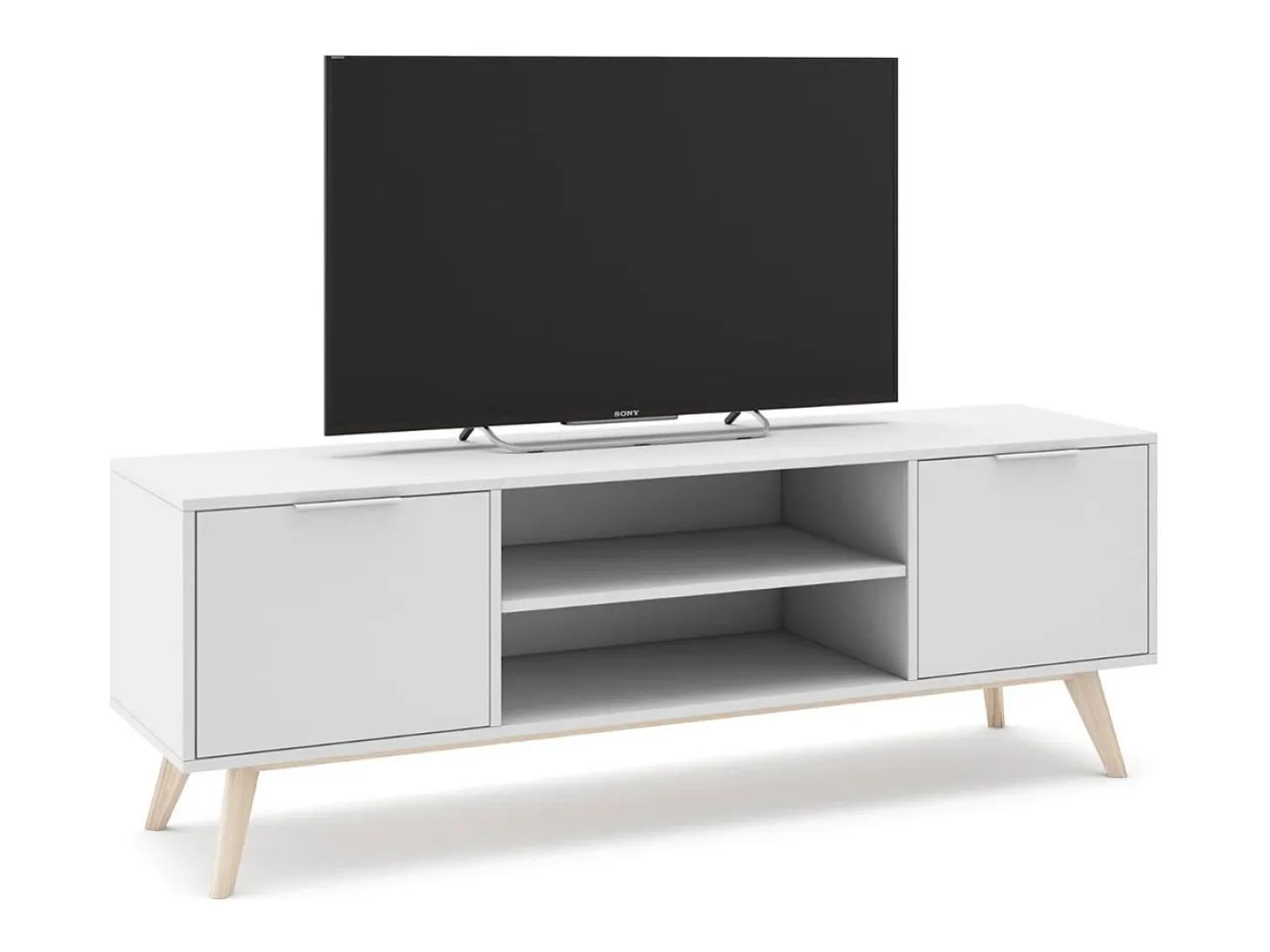 Móvel TV 2 portas com prateleiras abertas 140x53 cm
