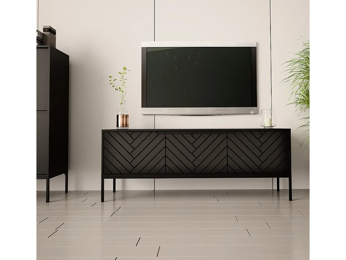 Móvel TV 3 portas Daria preto 151cm