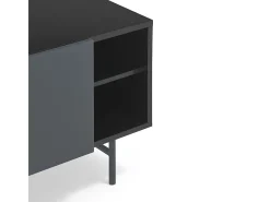 Móvel TV 2 portas e 2 gavetas pé ferro lacado preto 180x56 cm