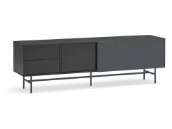 Móvel TV 2 portas e 2 gavetas pé ferro lacado preto 180x56 cm