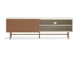 Móvel TV 2 portas e 2 gavetas pé ferro lacado areia 180x56 cm