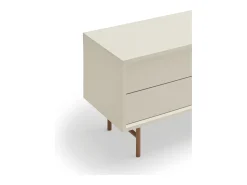 Móvel TV 2 portas e 2 gavetas pé ferro lacado areia 180x56 cm
