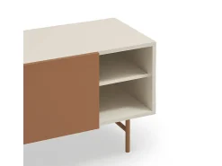 Móvel TV 2 portas e 2 gavetas pé ferro lacado areia 180x56 cm