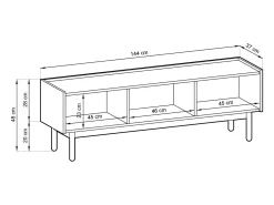 Móvel TV 3 portas em madeira laminada 144x48 cm