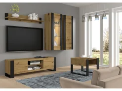 Móvel TV 2 portas Gani madeira e preto mate 188cm
