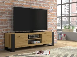 Móvel TV 2 portas Gani madeira e preto mate 158cm