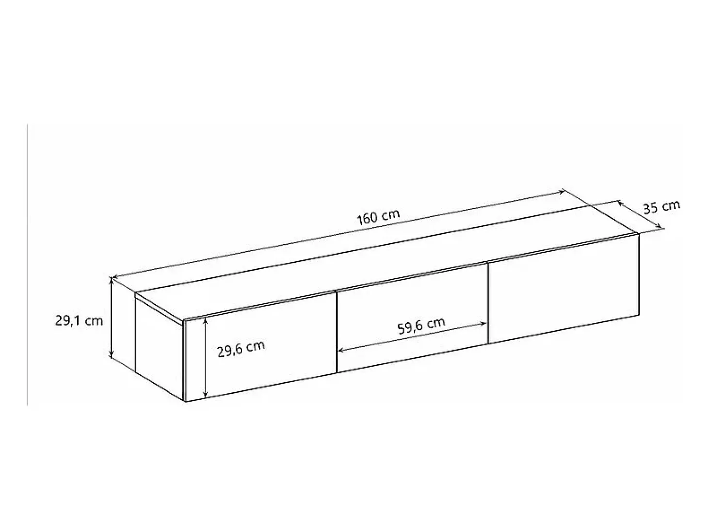 Móvel TV 3 portas Idao madeira 160cm