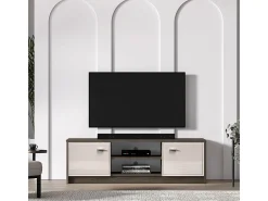 Móvel TV 2 portas Kaius caxemira e madeira escura 160cm