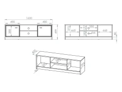Móvel TV 2 portas Kaius caxemira e madeira escura 160cm