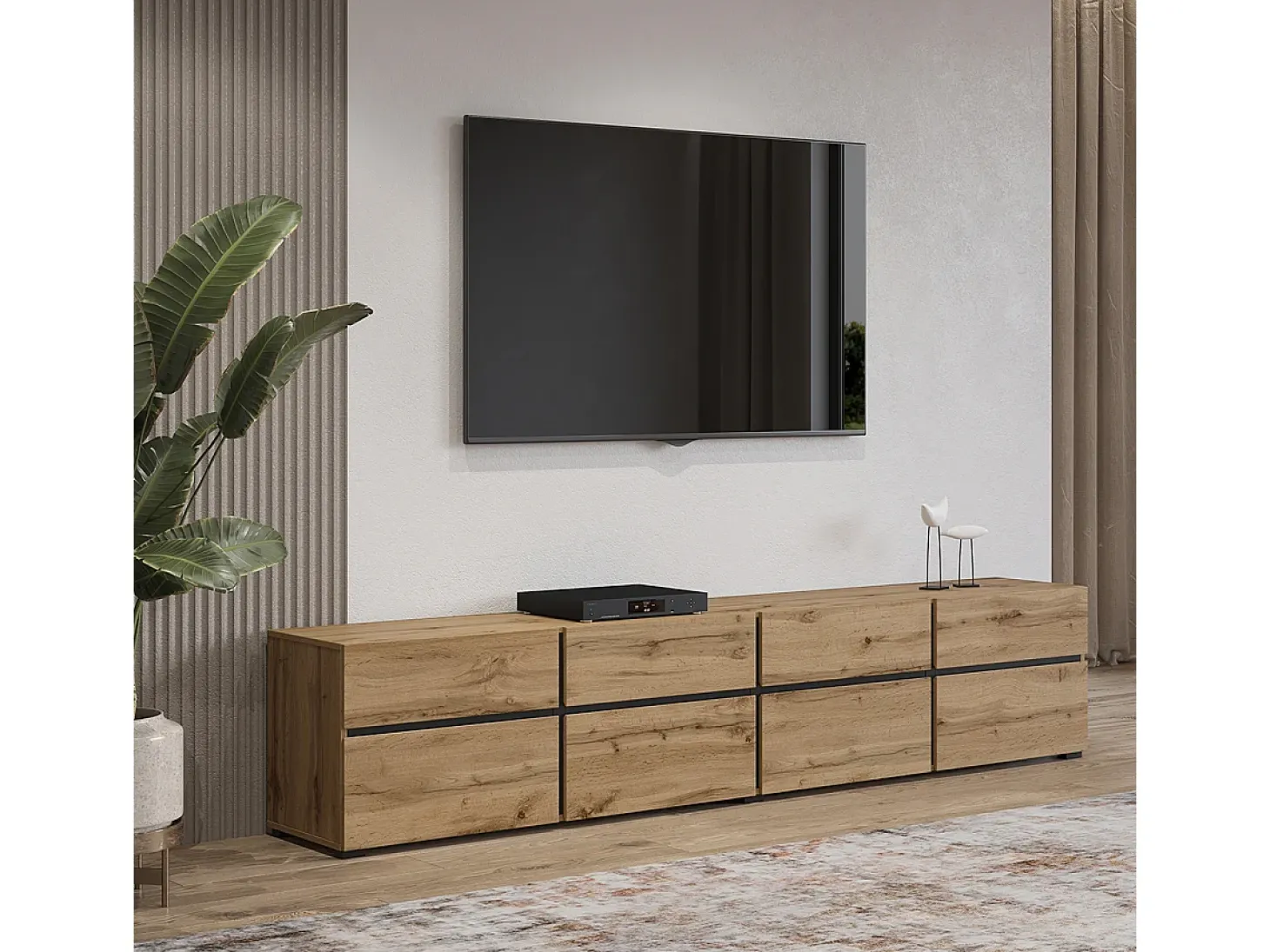 Móvel TV 4 portas Lilia madeira 225cm