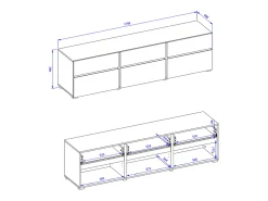 Móvel TV 3 portas Lilia toupeira 180cm