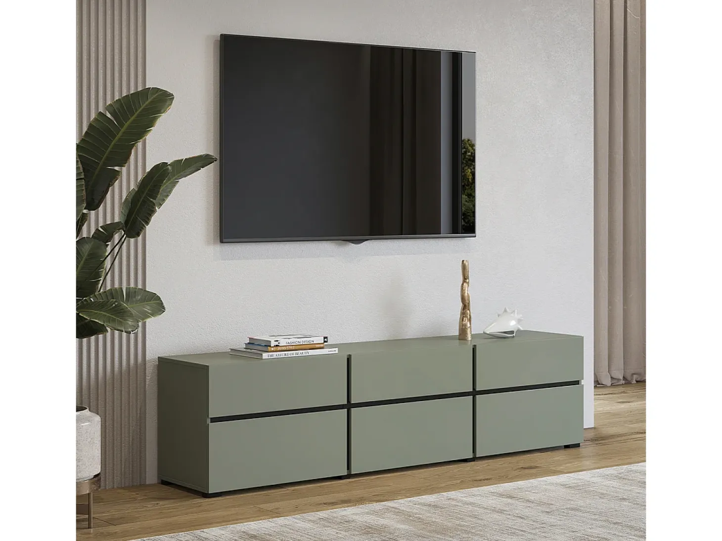 Móvel TV 3 portas Lilia verde 180cm