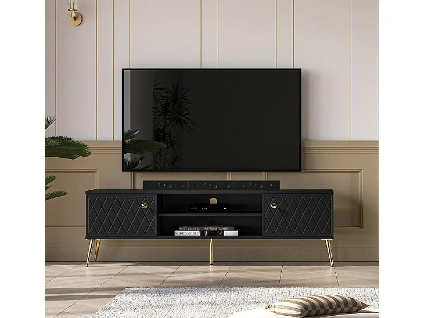 Móvel TV 2 portas Manoé preto 160cm
