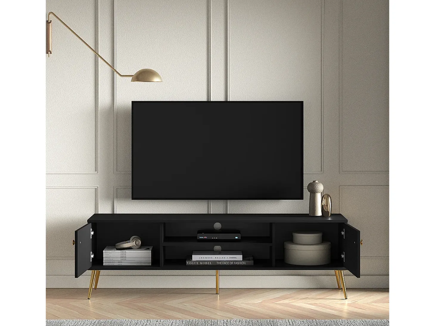 Móvel TV 2 portas Manoé preto 160cm