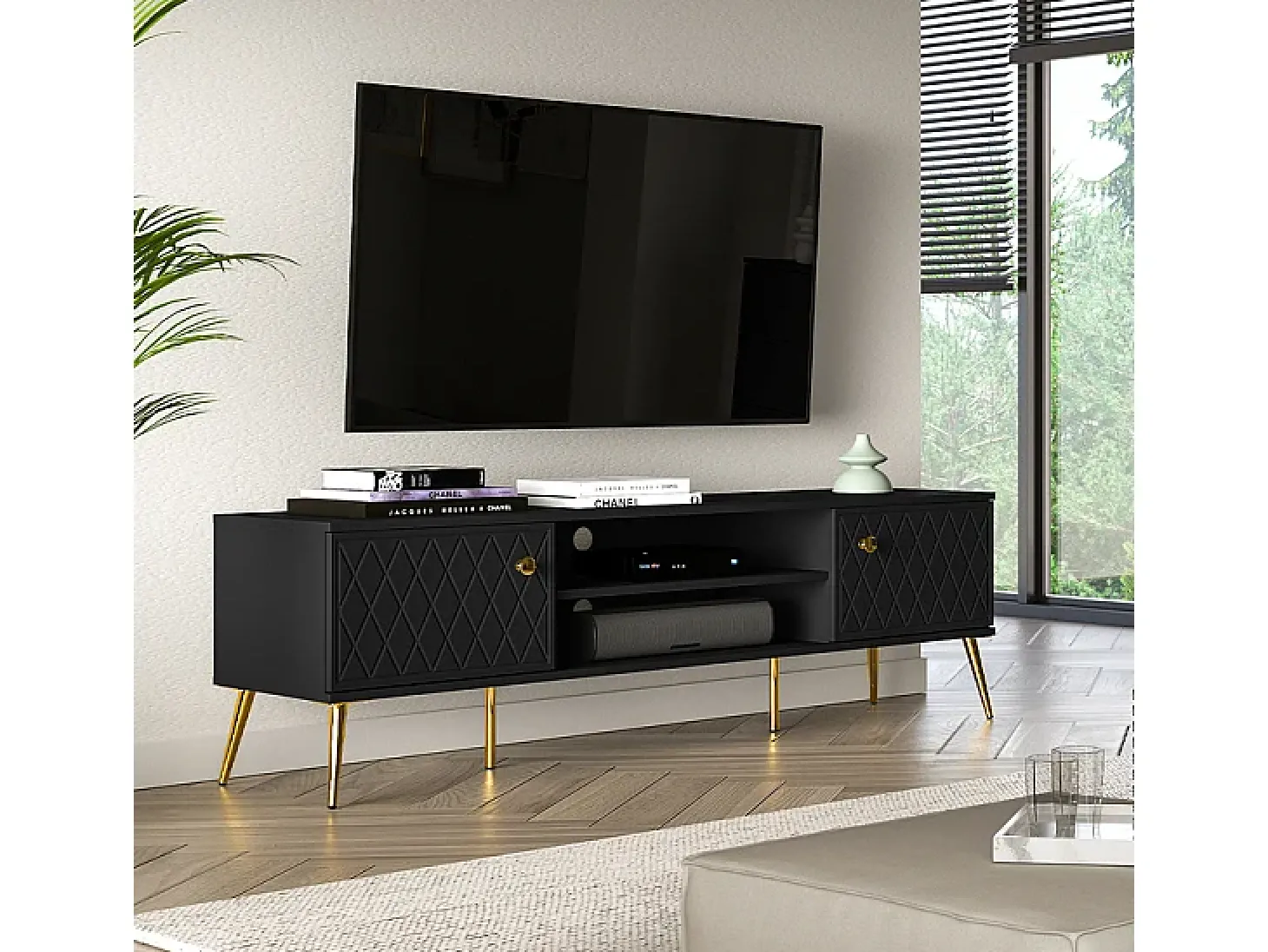 Móvel TV 2 portas Manoé preto 160cm