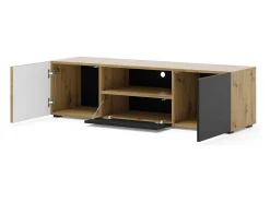 Móvel TV 3 portas Nera madeira e preto 150cm
