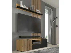Móvel TV 3 portas Nera madeira e preto 150cm
