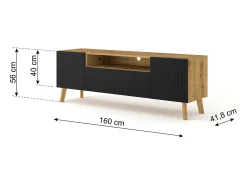 Móvel TV 3 portas Nexa madeira e preto 160cm
