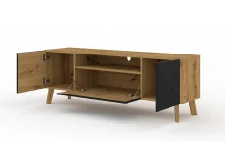 Móvel TV 3 portas Nexa madeira e preto 160cm