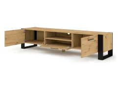 Móvel TV 3 portas Nouka madeira e preto 200cm
