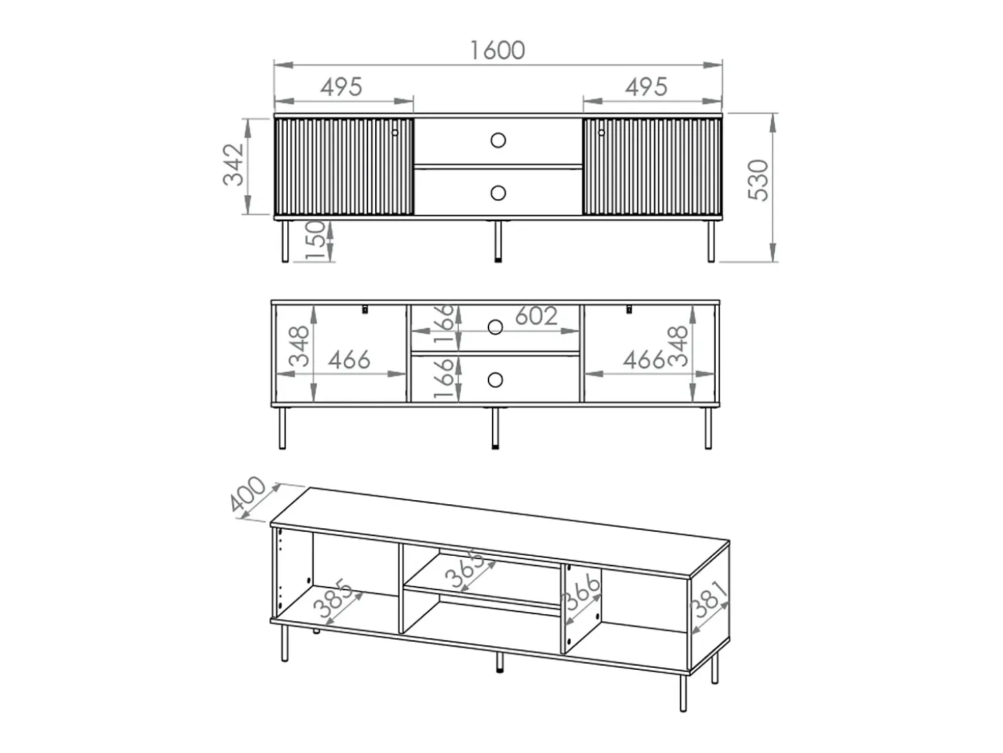 Móvel TV 2 portas Nova bege 160cm