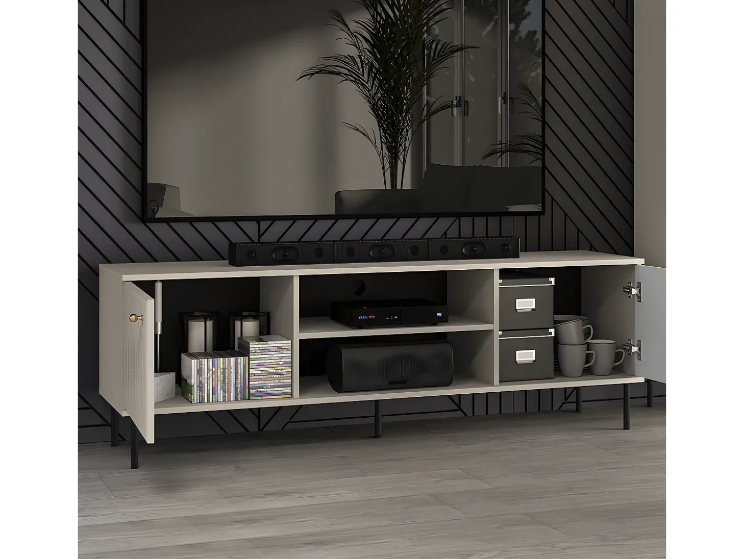 Móvel TV 2 portas Nova bege 160cm