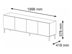 Móvel TV 4 portas Philaé madeira e preto 200cm