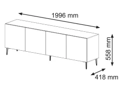 Móvel TV 4 portas Philaé preto 200cm
