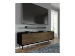 Móvel TV 4 portas Rani madeira e preto 180cm
