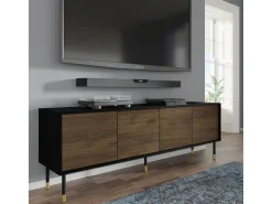 Móvel TV 4 portas Rani madeira e preto 180cm