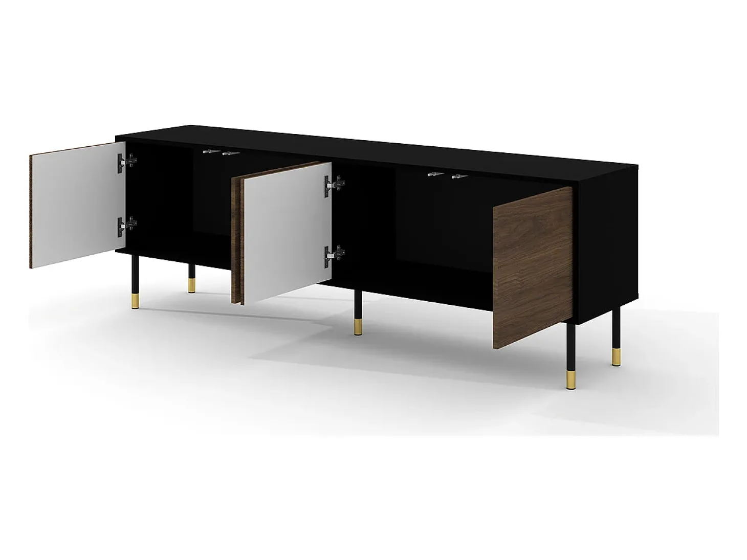 Móvel TV 4 portas Rani madeira e preto 180cm