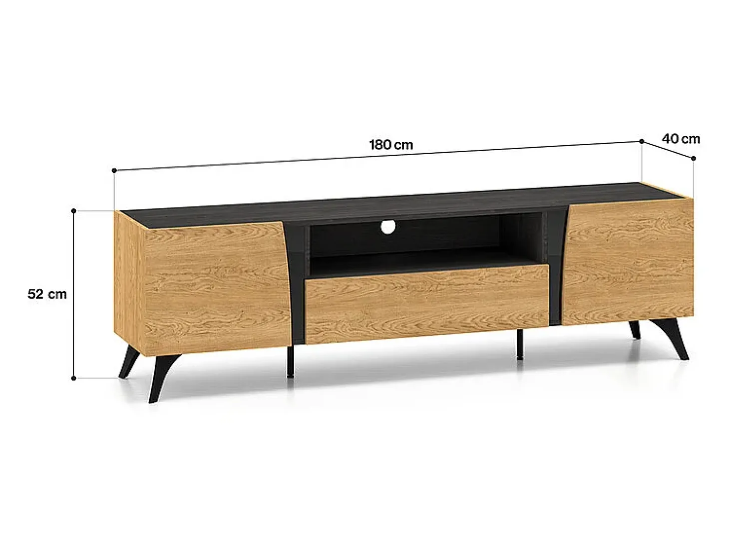 Móvel TV 2 portas Soah madeira e preto 180cm