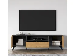 Móvel TV 2 portas Soah madeira e preto 180cm
