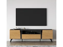 Móvel TV 2 portas Soah madeira e preto 180cm