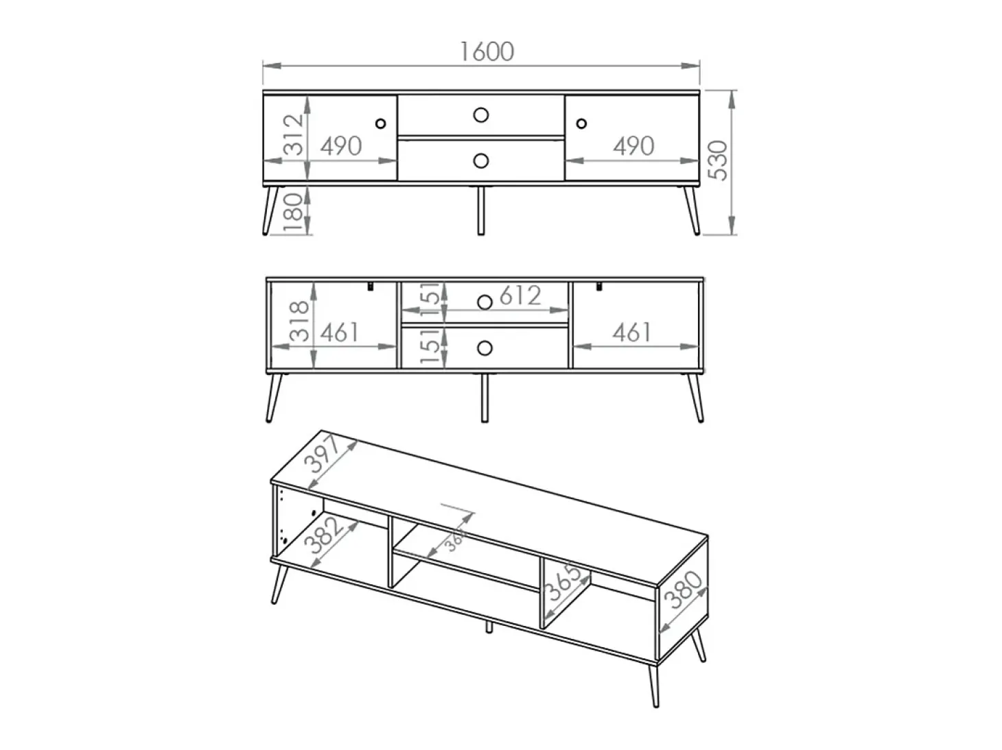 Móvel TV 2 portas Thalia verde 160cm