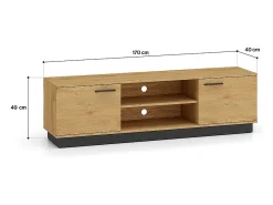 Móvel TV 2 portas Ysia madeira e preto 170cm