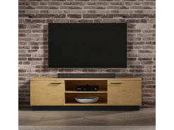 Móvel TV 2 portas Ysia madeira e preto 170cm