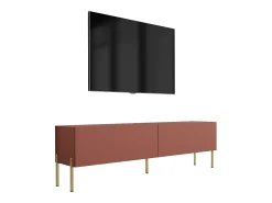 Móvel TV : Vermelho Tijolo, 140 x 52 x 32 cm, patas douradas