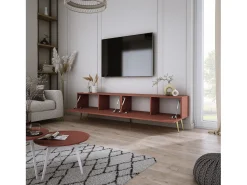 Móvel TV : Vermelho Tijolo, 170 x 52 x 32 cm, patas douradas