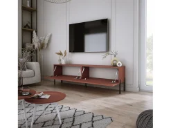 Móvel TV : Vermelho Tijolo, 140 x 52 x 32 cm, patas pretas