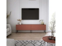 Móvel TV : Vermelho Tijolo, 140 x 52 x 32 cm, patas pretas