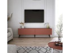 Móvel TV : Vermelho Tijolo, 140 x 52 x 32 cm, patas pretas