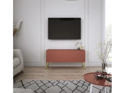 Móvel TV : Vermelho Tijolo, 100 x 52 x 32 cm, patas douradas