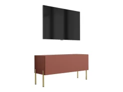Móvel TV : Vermelho Tijolo, 100 x 52 x 32 cm, patas douradas