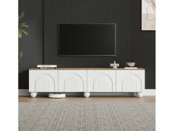 Móvel TV 180 x 40 x 45 cm com 4 portas - com 6 pés metálicos tipo bola - para TV 80 polegadas - MDF - branco