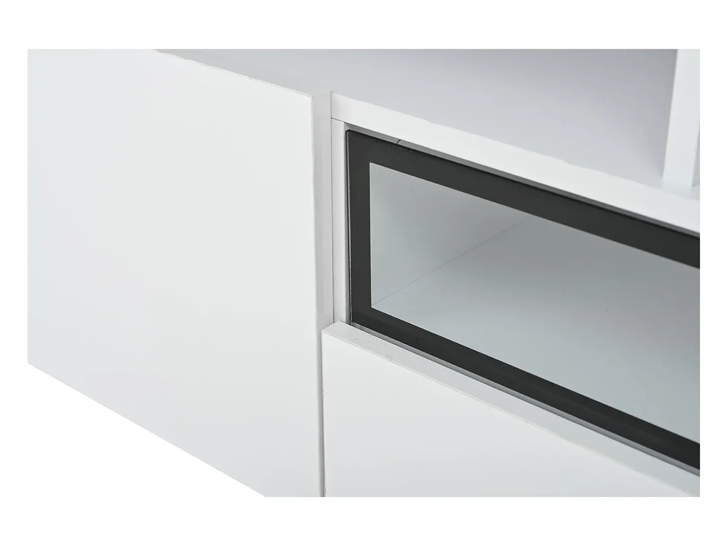 Móvel TV branco com 2 portas, LED e 1 gaveta, arrumação multicamada 180x38x45cm