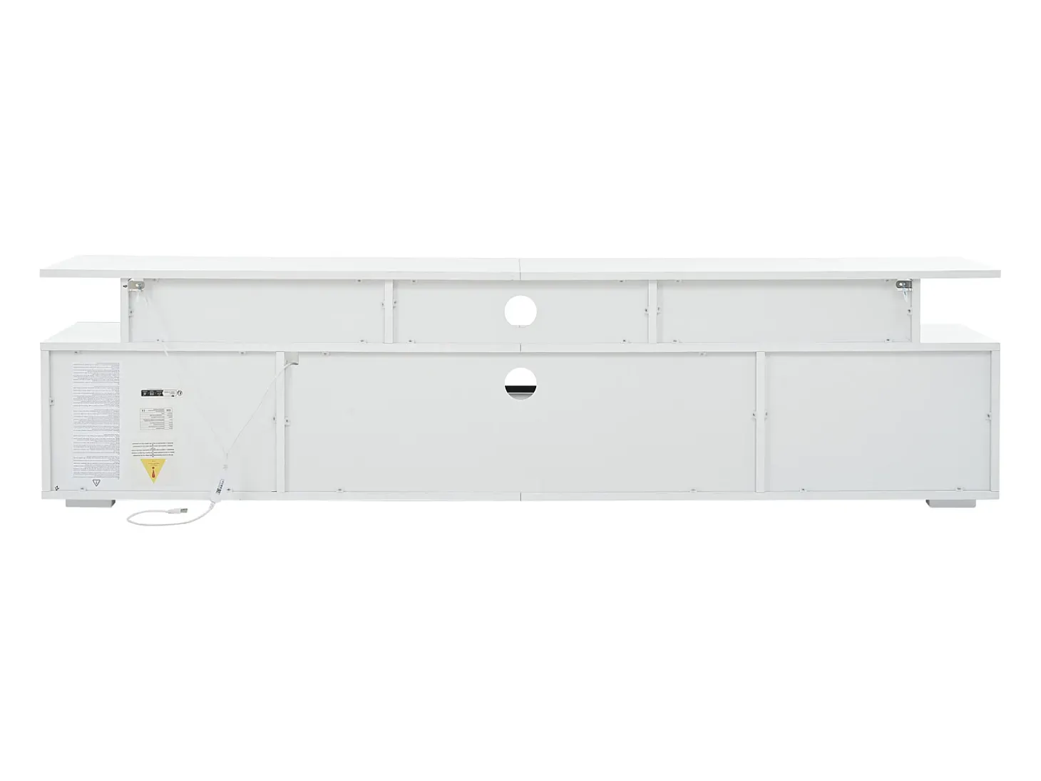 Móvel TV branco com 2 portas, LED e 1 gaveta, arrumação multicamada 180x38x45cm