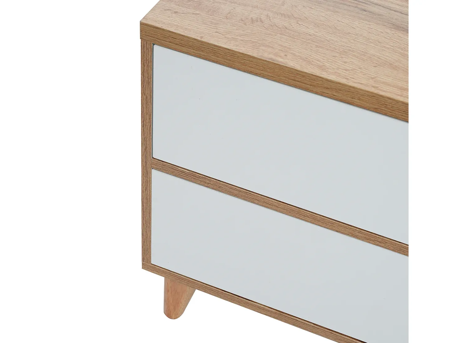 Móvel TV branco e madeira com 5 portas, 175x37x51 cm, MDF