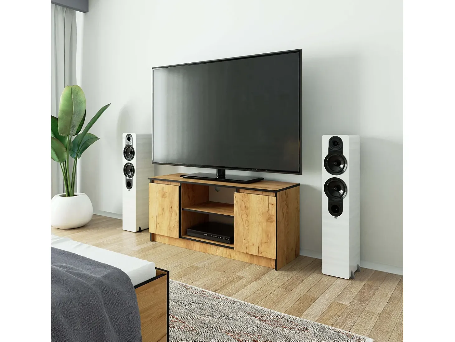 Móvel TV Carvalho com 2 Portas, 1 Prateleira - 120 cm